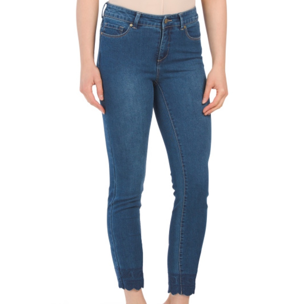 PAPPAGALLO Petite Jeans Embroidered Hem NEW!
